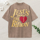 Jesus Heals The Broken Christian Washed T-Shirt