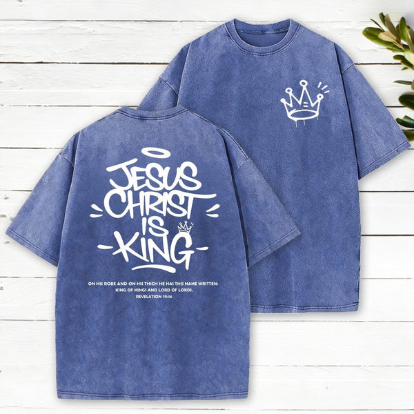 Jesus Christ Is King Christian Washed T-Shirt
