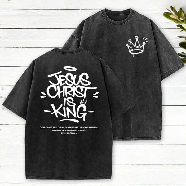 Jesus Christ Is King Christian Washed T-Shirt