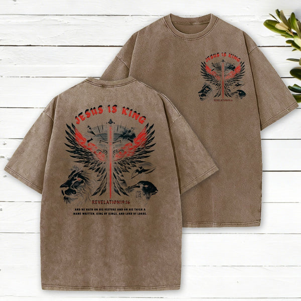 Jesus Is King Wings Christian Washed T-Shirt