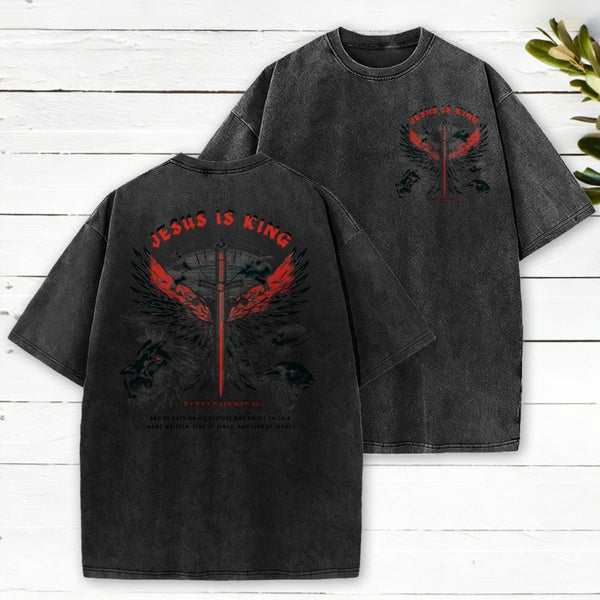 Jesus Is King Wings Christian Washed T-Shirt