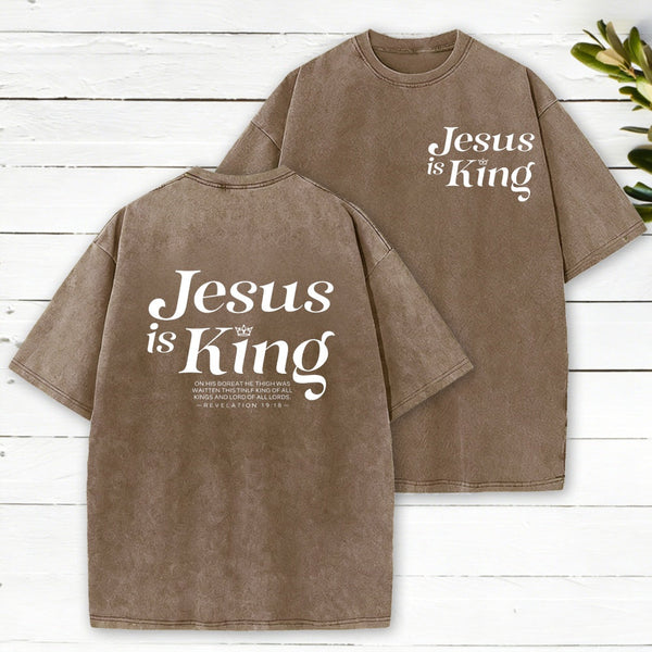 Jesus Is King Christian Washed T-Shirt
