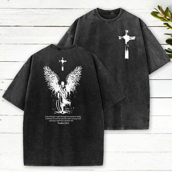 I Will Fear No Evil Christian Washed T-Shirt