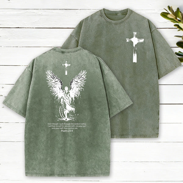 I Will Fear No Evil Christian Washed T-Shirt