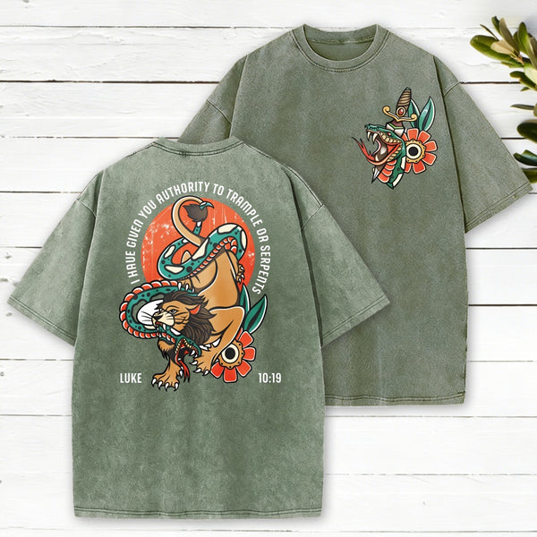 I Have Given You Authority Trample On Serpents Christian Washed T-Shirt