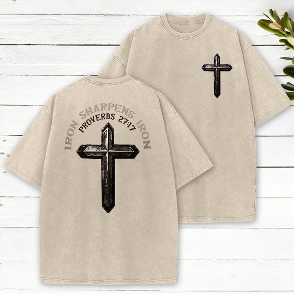 Iron Sharpens Iron Christian Washed T-Shirt