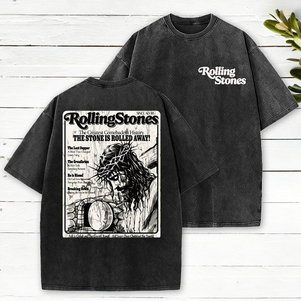 Rolling Stones Christian Resurrection Lightbackground Distressed Washed T-Shirt