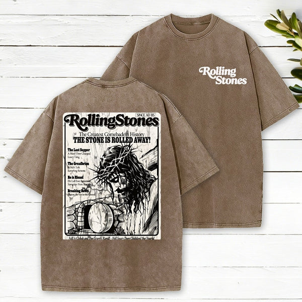 Rolling Stones Christian Resurrection Lightbackground Distressed Washed T-Shirt