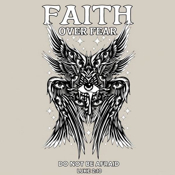Faith Over Fear Seraphim Angel Christian Washed T-Shirt