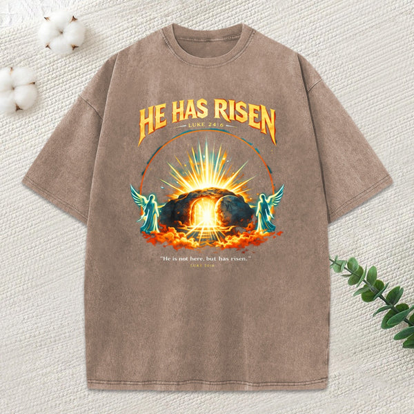 He Has Risen Washed T-Shirt