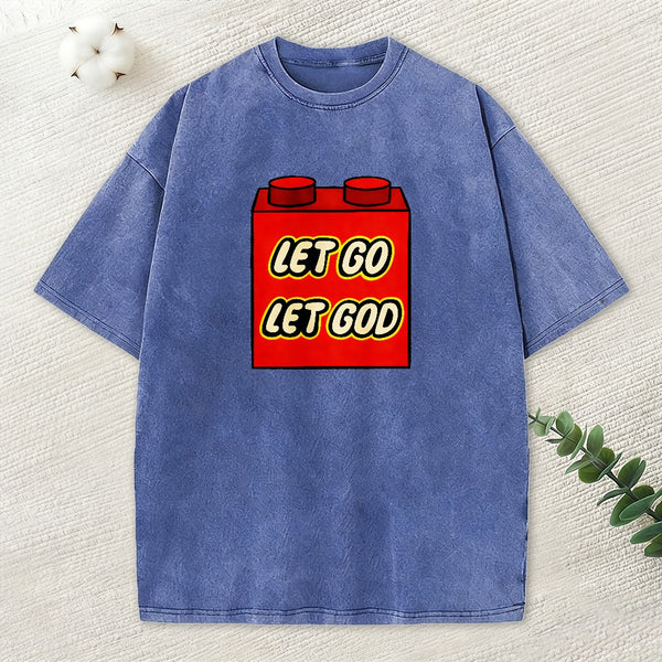Let Go Let God Christian Washed T-Shirt