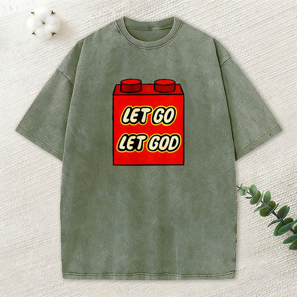 Let Go Let God Christian Washed T-Shirt