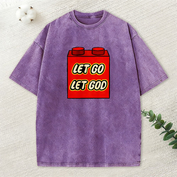 Let Go Let God Christian Washed T-Shirt