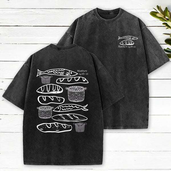 Fish & Loaves Christian Washed T-Shirt
