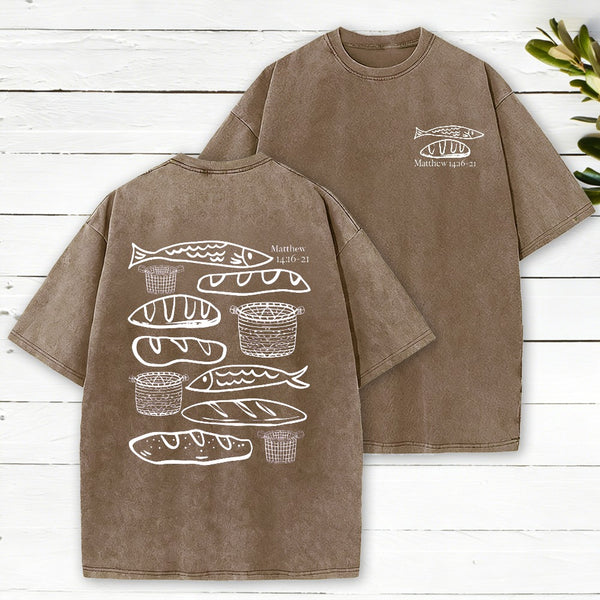 Fish & Loaves Christian Washed T-Shirt