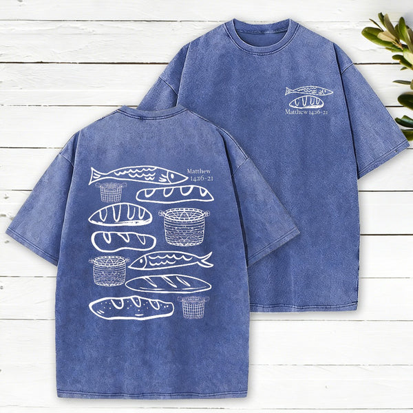 Fish & Loaves Christian Washed T-Shirt