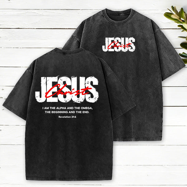 I Am The Alpha And Omega Christian Washed T-Shirt