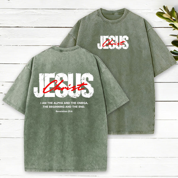 I Am The Alpha And Omega Christian Washed T-Shirt