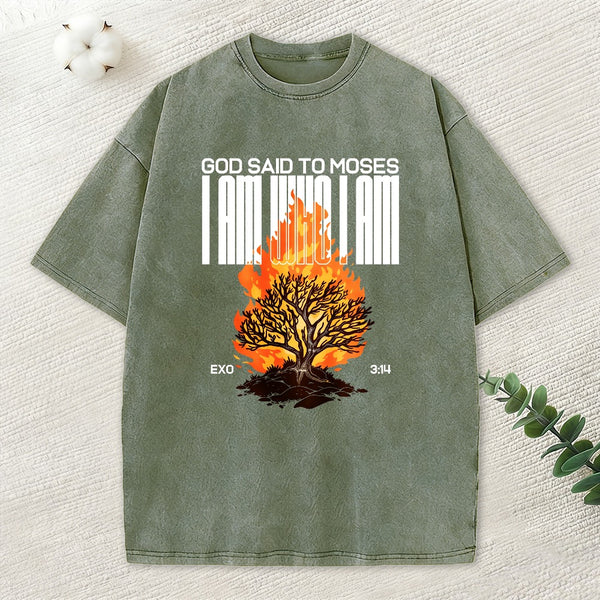 I Am Who I Am Christian Washed T-Shirt
