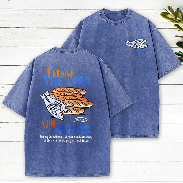 I Know The Lord Will Provide Christian Washed T-Shirt