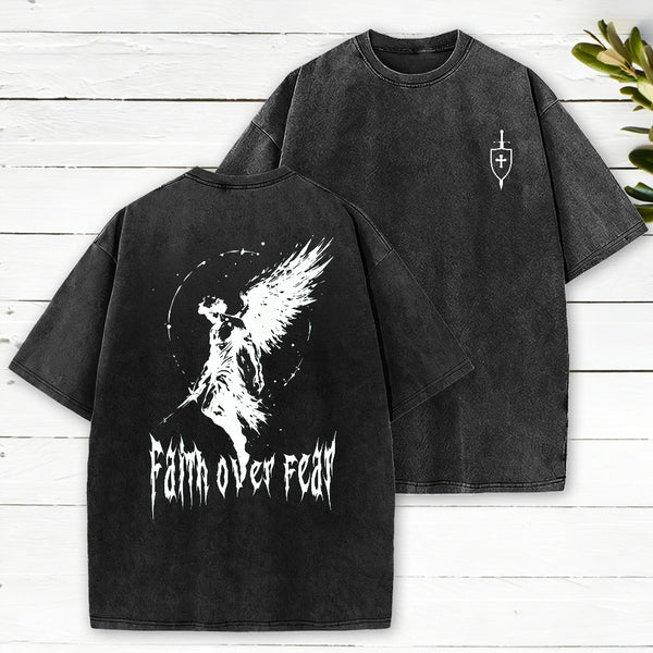Faith Over Fear Christian Washed T-Shirt