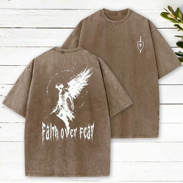 Faith Over Fear Christian Washed T-Shirt