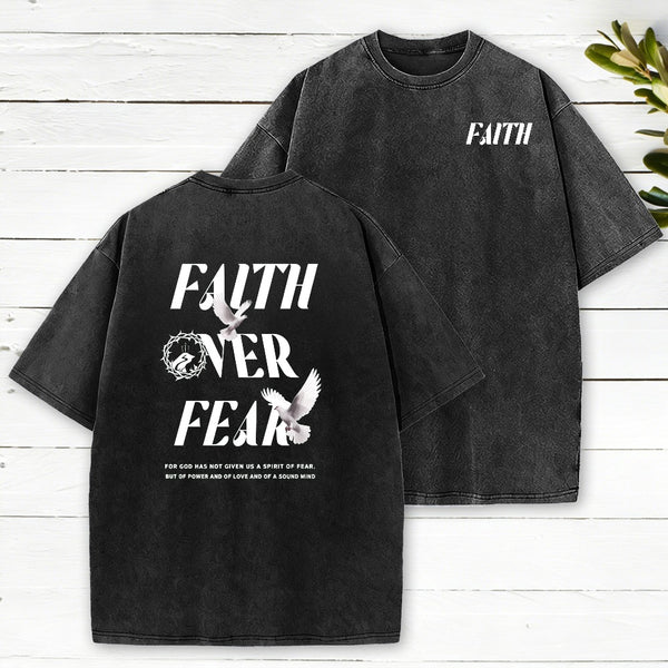 Faith Over Fear Christian Washed T-Shirt