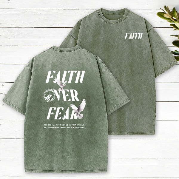 Faith Over Fear Christian Washed T-Shirt