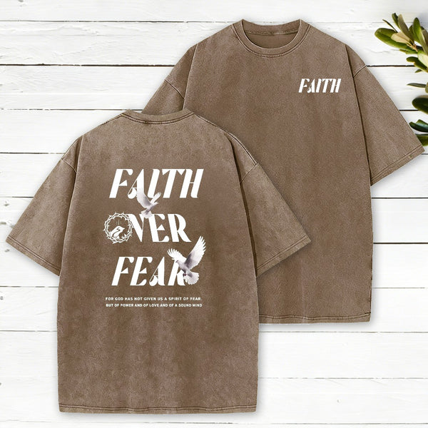 Faith Over Fear Christian Washed T-Shirt