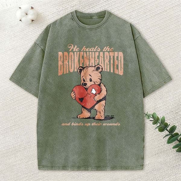 He Heals The Brokenhearted Christian Washed T-Shirt