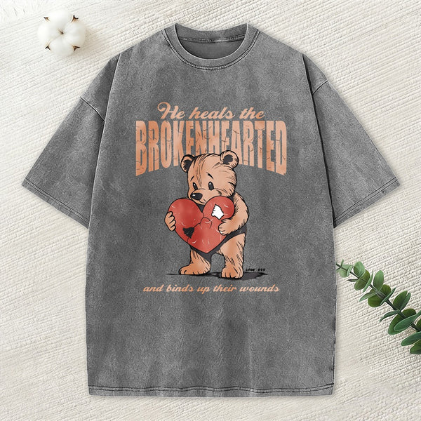 He Heals The Brokenhearted Christian Washed T-Shirt