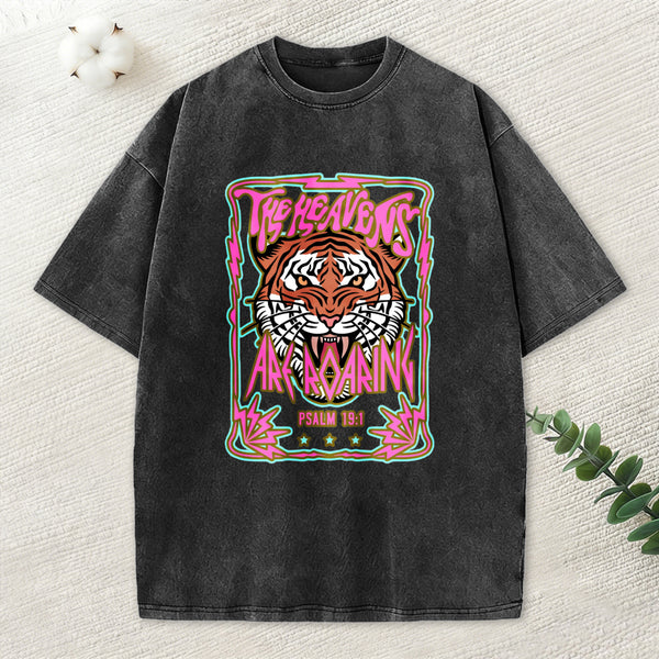 The Heavens Are Roaring Christian Washed T-Shirt