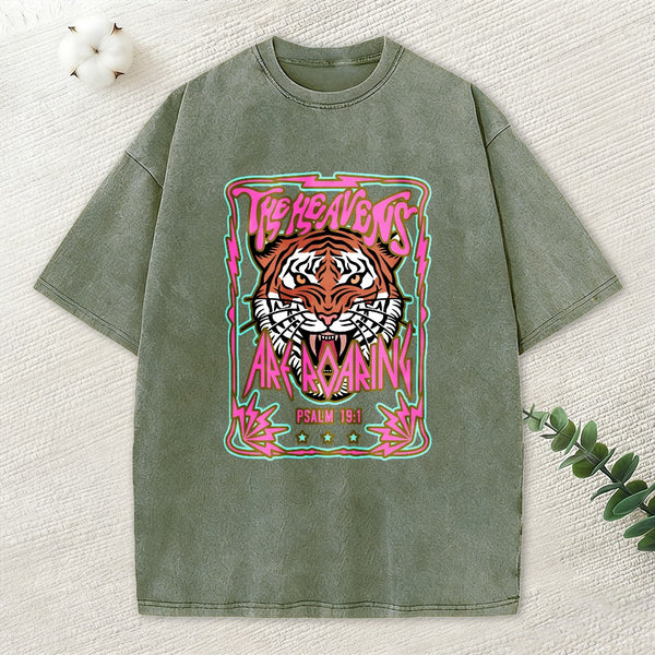 The Heavens Are Roaring Christian Washed T-Shirt