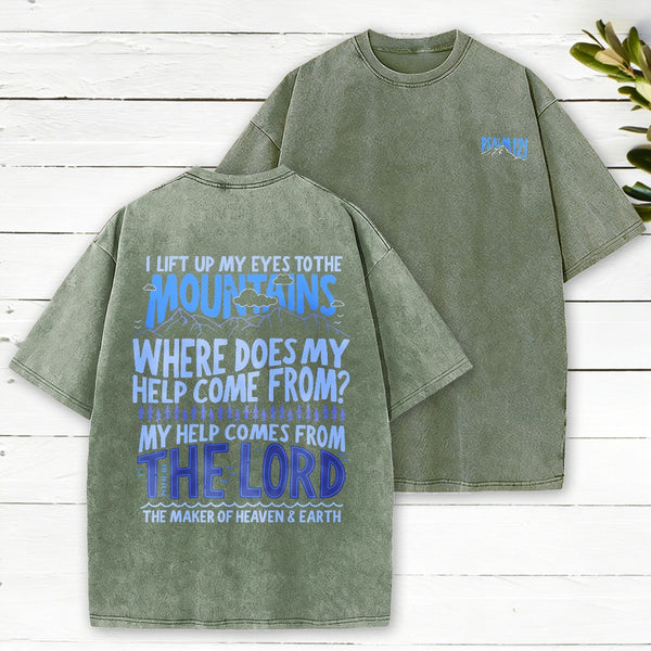 I Left Up My Eyes To The Mountains Christian Washed T-Shirt