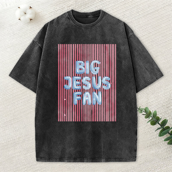 Big Jesus Fan Christian Washed T-Shirt