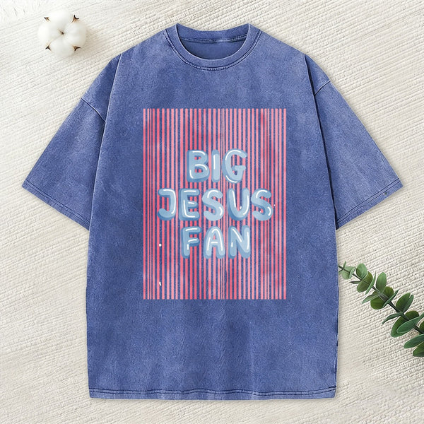 Big Jesus Fan Christian Washed T-Shirt
