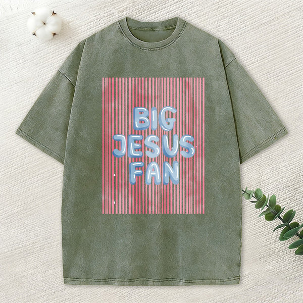Big Jesus Fan Christian Washed T-Shirt