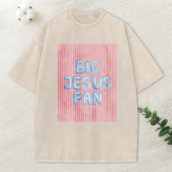 Big Jesus Fan Christian Washed T-Shirt