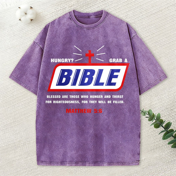 Hungry Grab A Bible Christian Washed T-Shirt