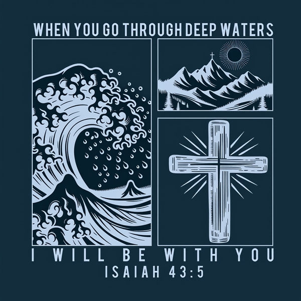 When You Go Through Deep Waters Christian Washed T-Shirt
