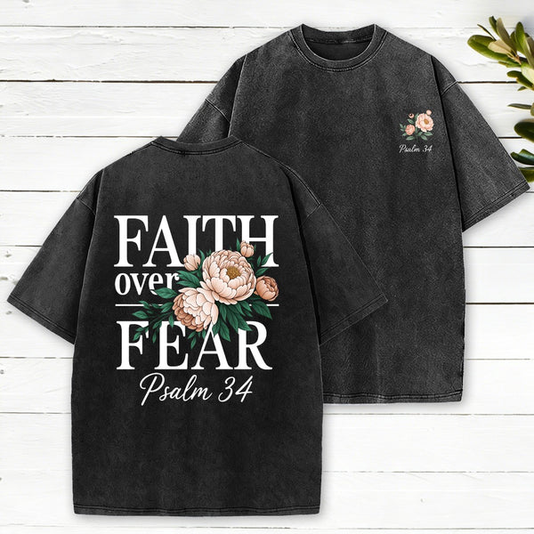 Faith Over Fear Christian Washed T-Shirt
