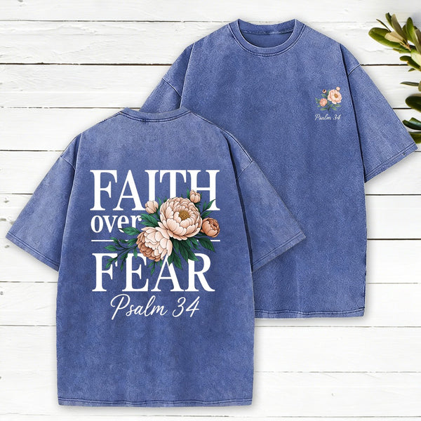 Faith Over Fear Christian Washed T-Shirt
