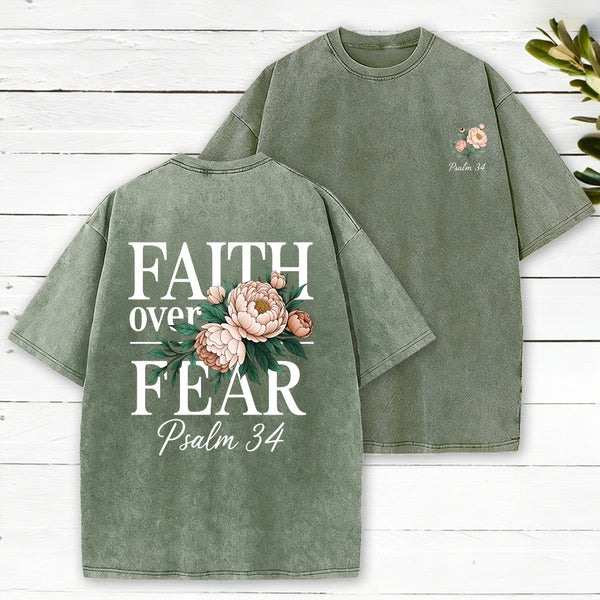 Faith Over Fear Christian Washed T-Shirt