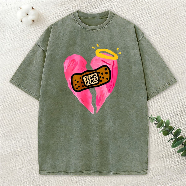 Jesus Heals Christian Washed T-Shirt