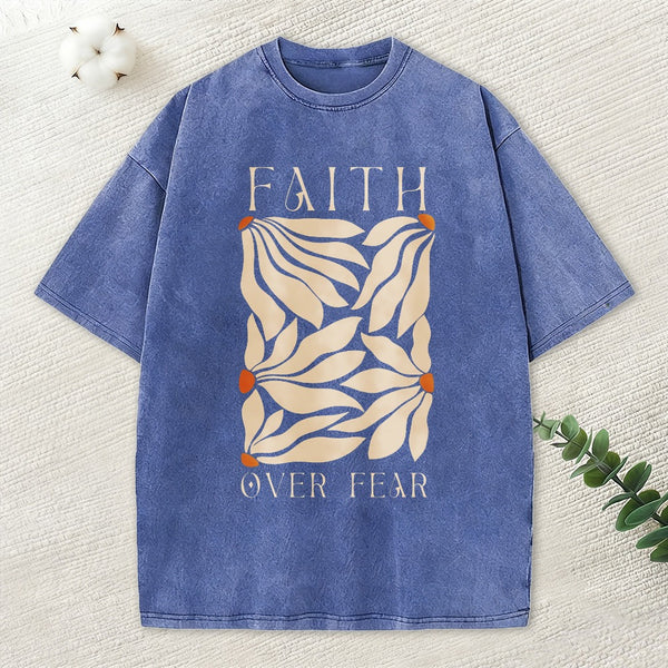 Faith Over Fear Christian Washed T-Shirt