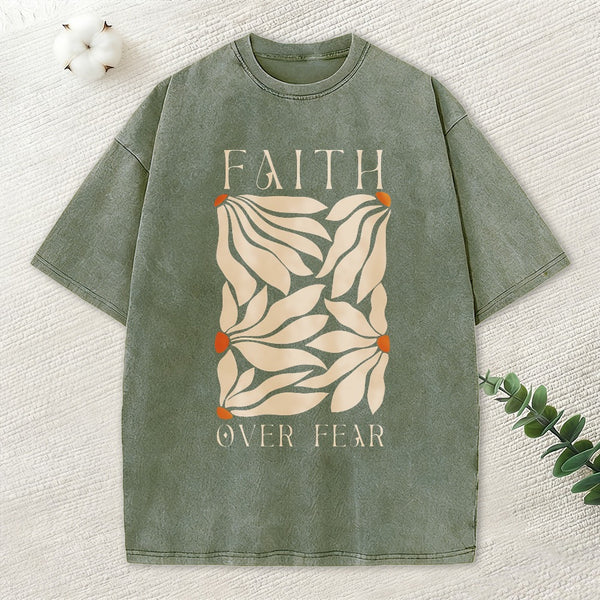 Faith Over Fear Christian Washed T-Shirt