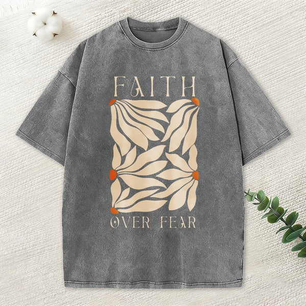 Faith Over Fear Christian Washed T-Shirt