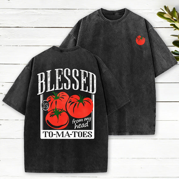 Blessed From My Head To-Ma-Toes Christian Washed T-Shirt