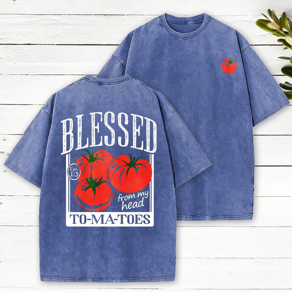 Blessed From My Head To-Ma-Toes Christian Washed T-Shirt