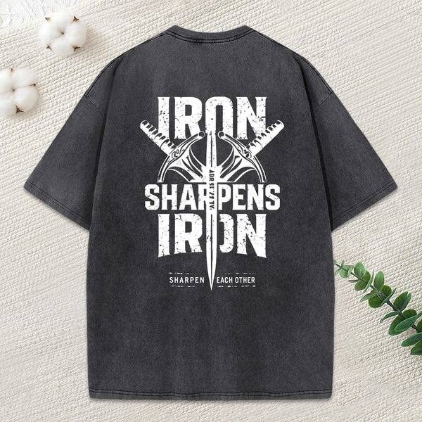 Iron Sharpens Iron Christian Washed T-Shirt
